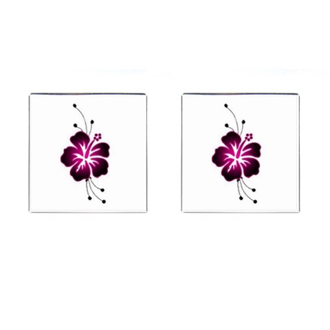 Pink Hawaiian Flower Cufflinks (Square) from ArtsNow.com Front(Pair)