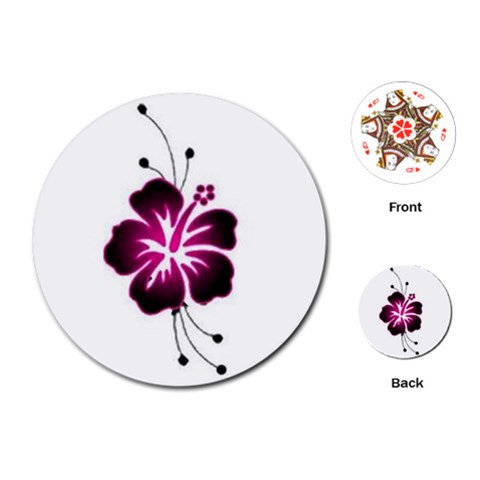 Pink Hawaiian Flower Playing Cards (Round) from ArtsNow.com Front