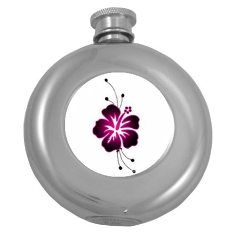 Pink Hawaiian Flower Hip Flask (5 oz) from ArtsNow.com Front