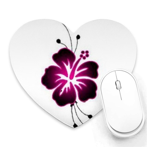 Pink Hawaiian Flower Heart Mousepad from ArtsNow.com Front