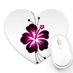 Pink Hawaiian Flower Heart Mousepad