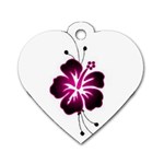 Pink Hawaiian Flower Dog Tag Heart (One Side)