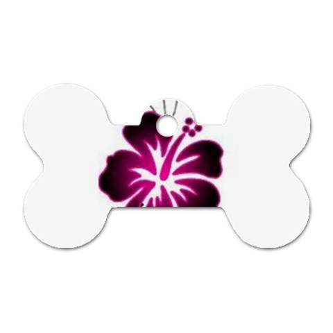 Pink Hawaiian Flower Dog Tag Bone (One Side) from ArtsNow.com Front