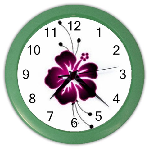 Pink Hawaiian Flower Color Wall Clock from ArtsNow.com Front