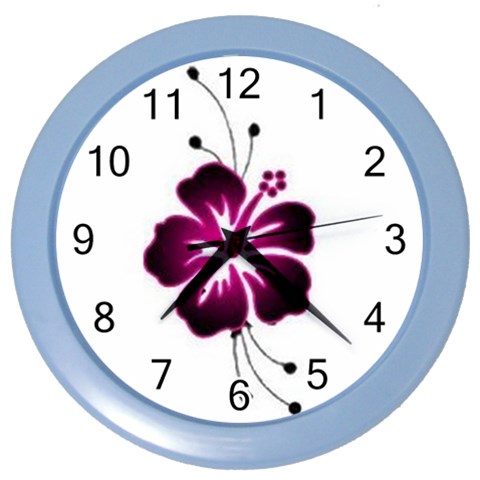 Pink Hawaiian Flower Color Wall Clock from ArtsNow.com Front