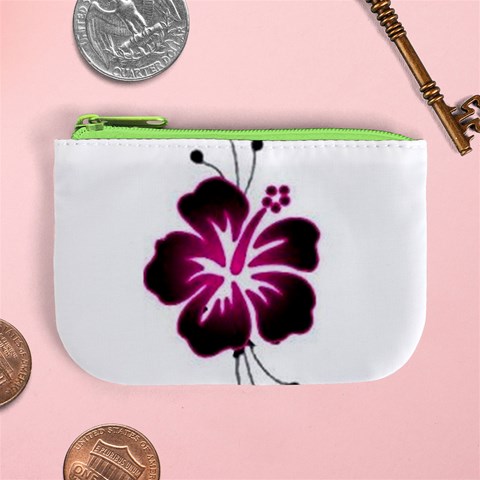 Pink Hawaiian Flower Mini Coin Purse from ArtsNow.com Front