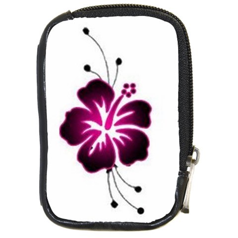 Pink Hawaiian Flower Compact Camera Leather Case from ArtsNow.com Front