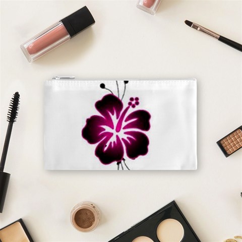 Pink Hawaiian Flower Cosmetic Bag (Small) from ArtsNow.com Front