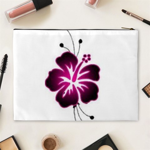 Pink Hawaiian Flower Cosmetic Bag (XL) from ArtsNow.com Back