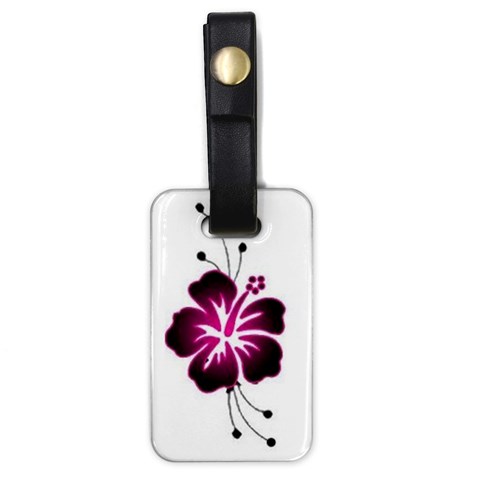 Pink Hawaiian Flower Luggage Tag (one side) from ArtsNow.com Front