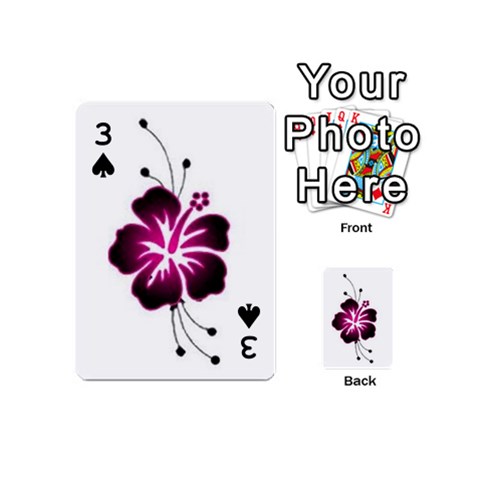 Pink Hawaiian Flower Playing Cards 54 (Mini) from ArtsNow.com Front - Spade3