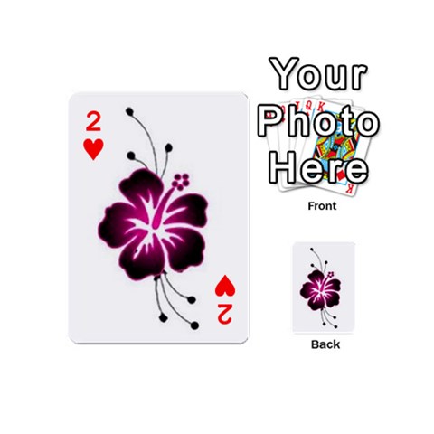 Pink Hawaiian Flower Playing Cards 54 (Mini) from ArtsNow.com Front - Heart2