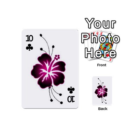 Pink Hawaiian Flower Playing Cards 54 (Mini) from ArtsNow.com Front - Club10