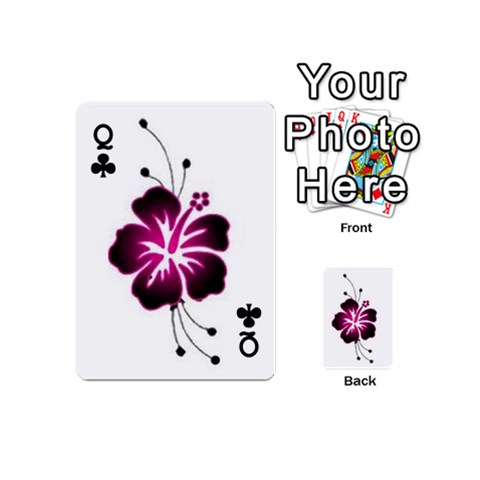 Queen Pink Hawaiian Flower Playing Cards 54 (Mini) from ArtsNow.com Front - ClubQ