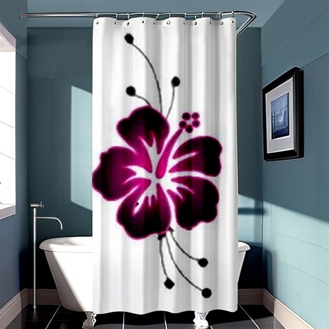 Pink Hawaiian Flower Shower Curtain 36  x 72  (Stall) from ArtsNow.com Curtain(36 X72 ) - 33.26 x66.24  Curtain(36 X72 )