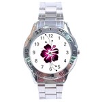 Pink Hawaiian Flower Stainless Steel Analogue Watch