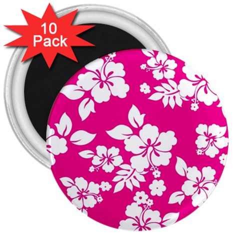 Pink Hawaiian Flowers 3  Magnet (10 pack) from ArtsNow.com Front