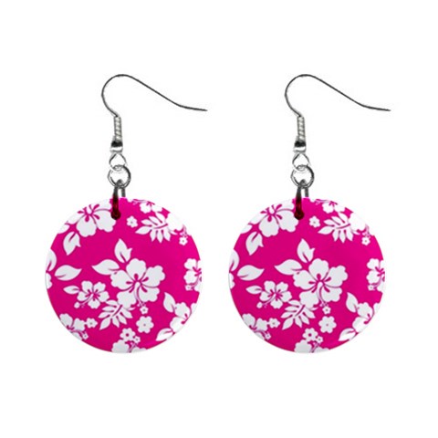 Pink Hawaiian Flowers 1  Button Earrings from ArtsNow.com Front