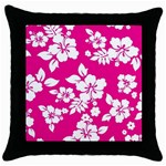 Pink Hawaiian Flowers Throw Pillow Case (Black)