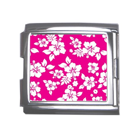 Pink Hawaiian Flowers Mega Link Italian Charm (18mm) from ArtsNow.com Front