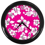 Pink Hawaiian Flowers Wall Clock (Black)