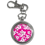 Pink Hawaiian Flowers Key Chain Watch