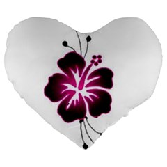 Pink Hawaiian Flower Large 19  Premium Heart Shape Cushion from ArtsNow.com Front