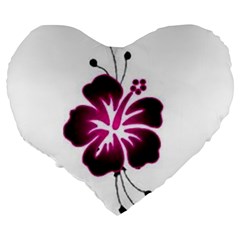 Pink Hawaiian Flower Large 19  Premium Heart Shape Cushion from ArtsNow.com Back