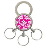 Pink Hawaiian Flowers 3-Ring Key Chain