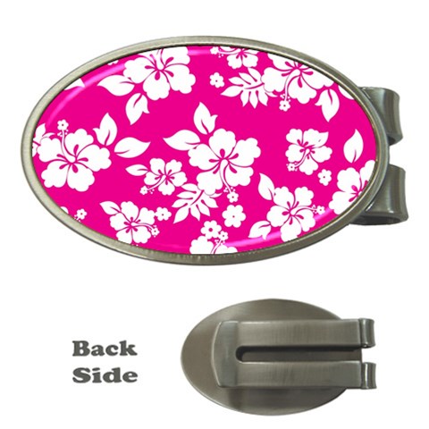 Pink Hawaiian Flowers Money Clip (Oval) from ArtsNow.com Front