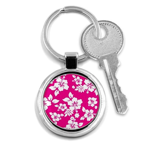 Pink Hawaiian Flowers Key Chain (Round) from ArtsNow.com Front