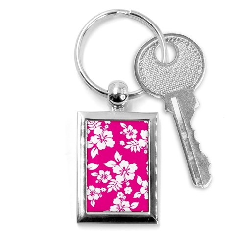 Pink Hawaiian Flowers Key Chain (Rectangle) from ArtsNow.com Front