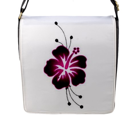 Pink Hawaiian Flower Flap Closure Messenger Bag (L) from ArtsNow.com Front