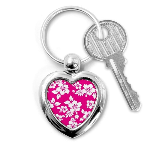 Pink Hawaiian Flowers Key Chain (Heart) from ArtsNow.com Front