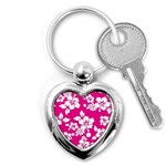 Pink Hawaiian Flowers Key Chain (Heart)