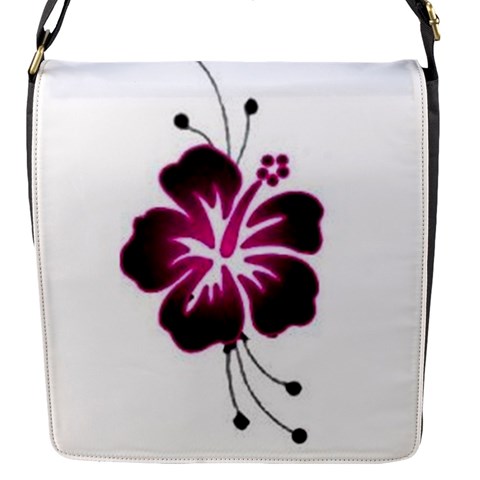 Pink Hawaiian Flower Flap Closure Messenger Bag (S) from ArtsNow.com Front