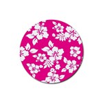 Pink Hawaiian Flowers Rubber Coaster (Round)