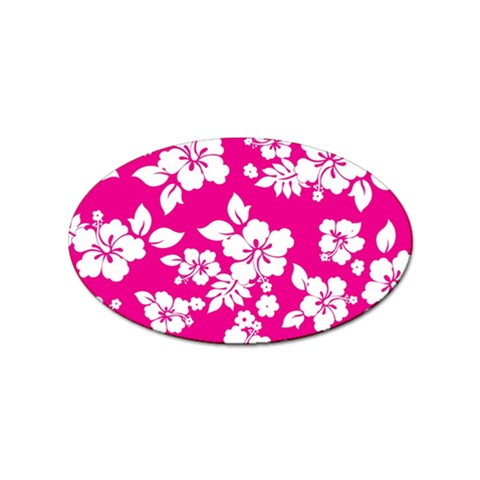 Pink Hawaiian Flowers Sticker (Oval) from ArtsNow.com Front