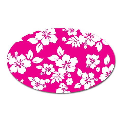 Pink Hawaiian Flowers Magnet (Oval) from ArtsNow.com Front