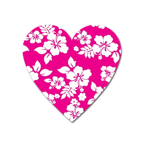 Pink Hawaiian Flowers Magnet (Heart) from ArtsNow.com Front