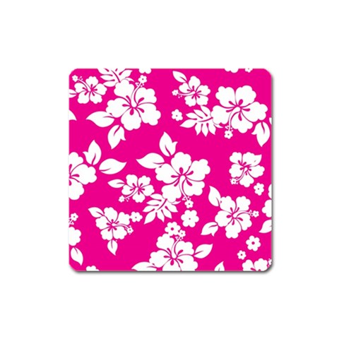 Pink Hawaiian Flowers Magnet (Square) from ArtsNow.com Front