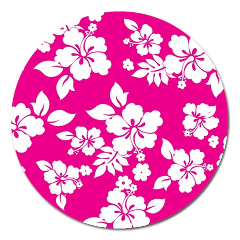 Pink Hawaiian Flowers Magnet 5  (Round) from ArtsNow.com Front