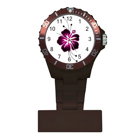 Pink Hawaiian Flower Plastic Nurses Watch from ArtsNow.com Front