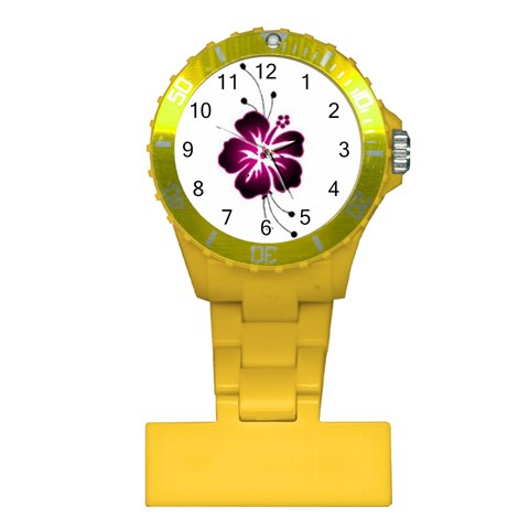 Pink Hawaiian Flower Plastic Nurses Watch from ArtsNow.com Front