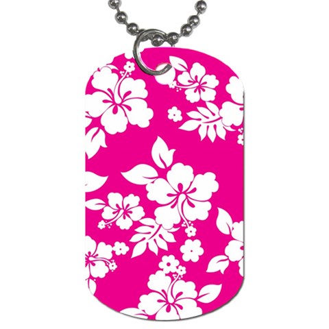 Pink Hawaiian Flowers Dog Tag (One Side) from ArtsNow.com Front