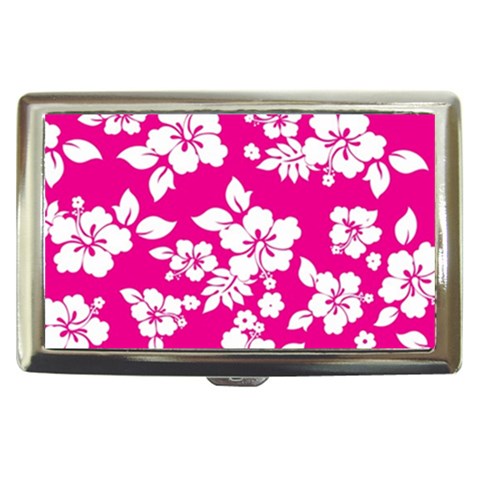 Pink Hawaiian Flowers Cigarette Money Case from ArtsNow.com Front