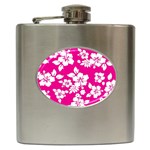 Pink Hawaiian Flowers Hip Flask (6 oz)