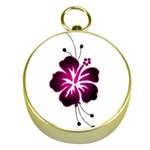 Pink Hawaiian Flower Gold Compass