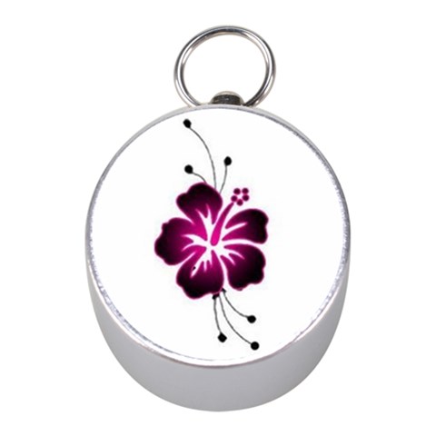 Pink Hawaiian Flower Silver Compass (Mini) from ArtsNow.com Front