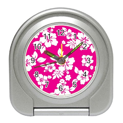 Pink Hawaiian Flowers Travel Alarm Clock from ArtsNow.com Front